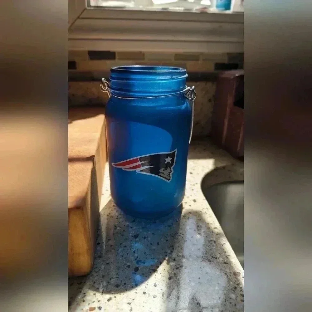 New England Patriots Mason Jar With Lights (EUC)
